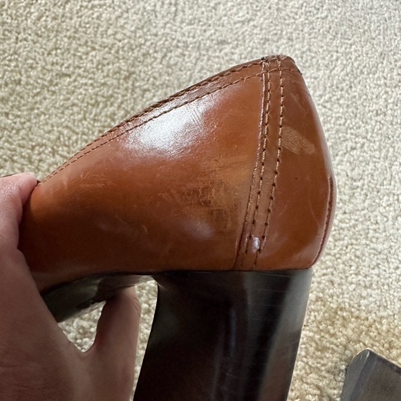 Enzo Angiolini Leather Cognac chunky heeled loafer. Size 7.5 - Picture 7 of 8